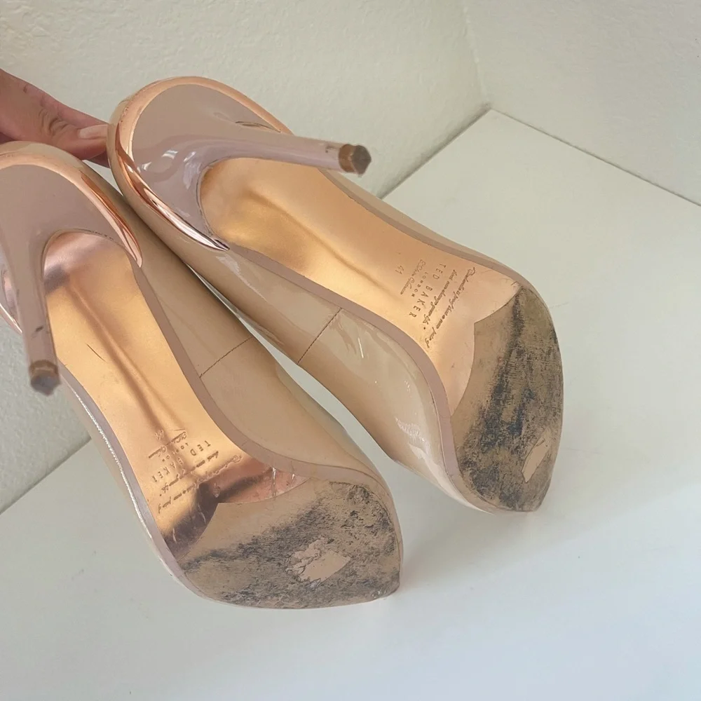 TED BAKER LONDON Pink Nude Cinderella Kaawa Pump Heels Size 41 - Picture 9 of 10